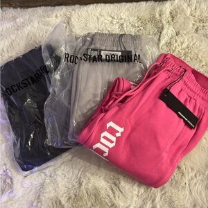 Rockstar Original Women's Pink and Gray Joggers